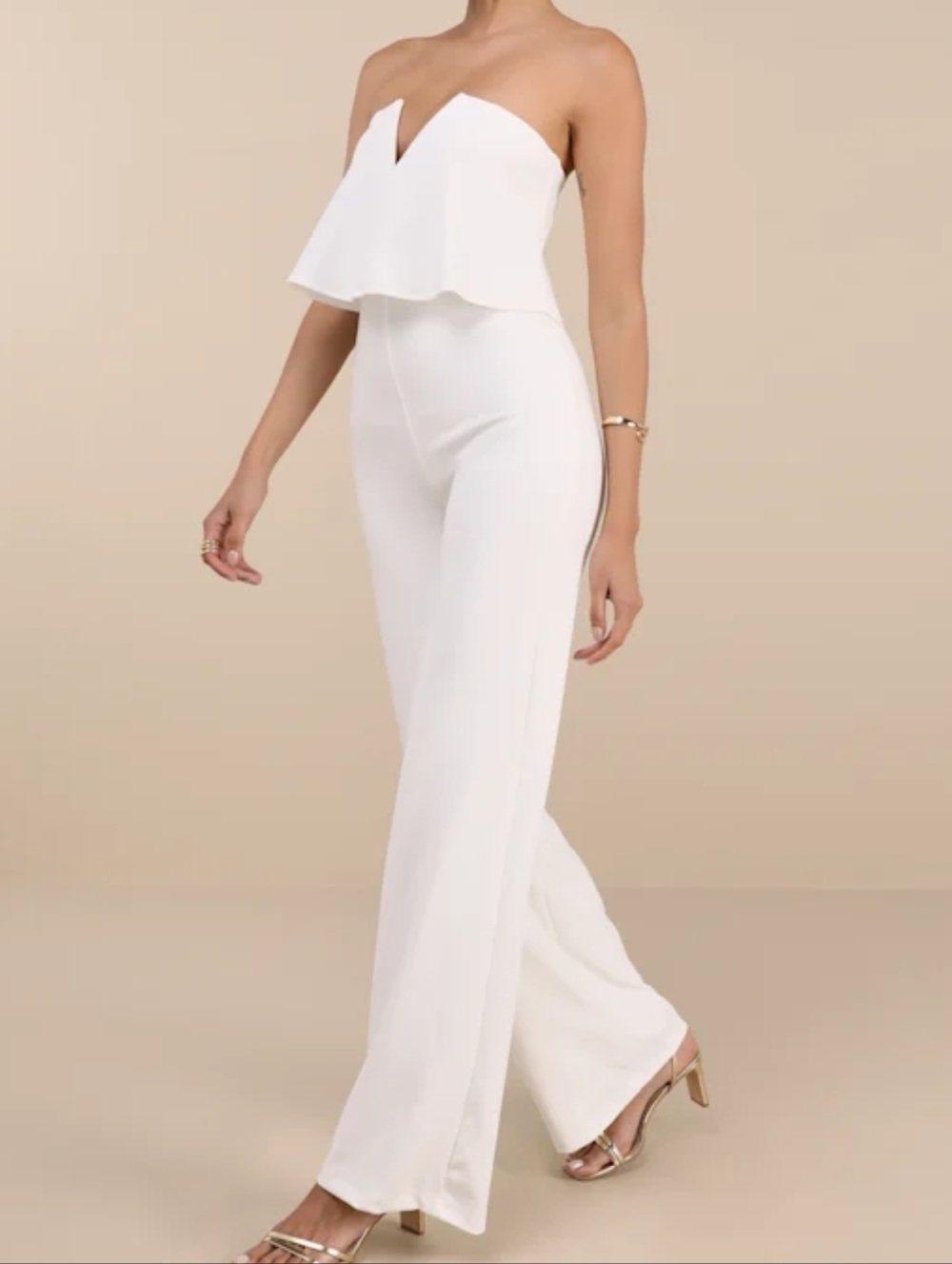 Lulus Power of Love White Strapless Jumpsuit - Size MED - NWT Bridal Rehearsal - Picture 7 of 12